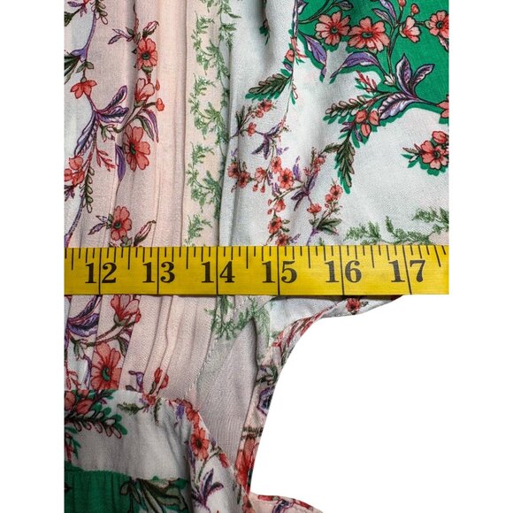 En Crème Boho Maxi Dress Green Pink M Romantic Vacation Resort Wear Festival - Picture 5 of 11